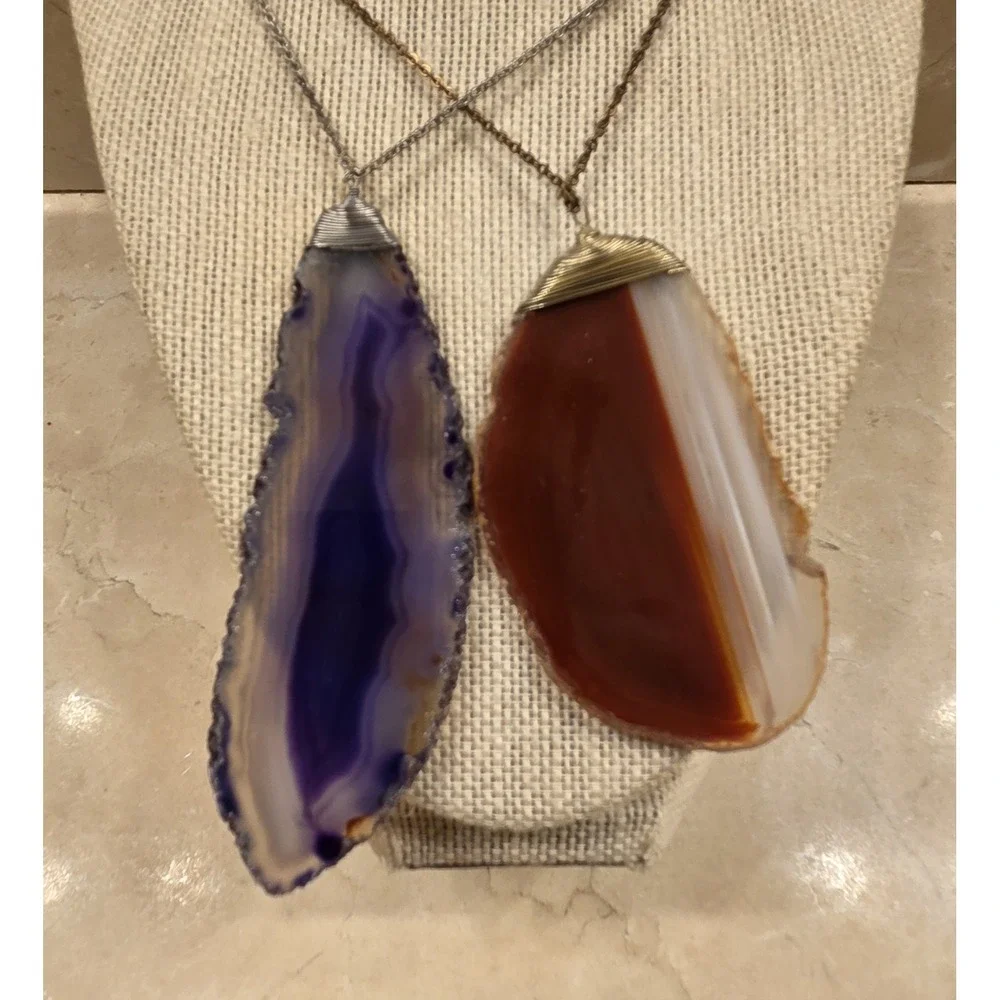 2 Coldwater Creek Agate Pendant Necklaces 31